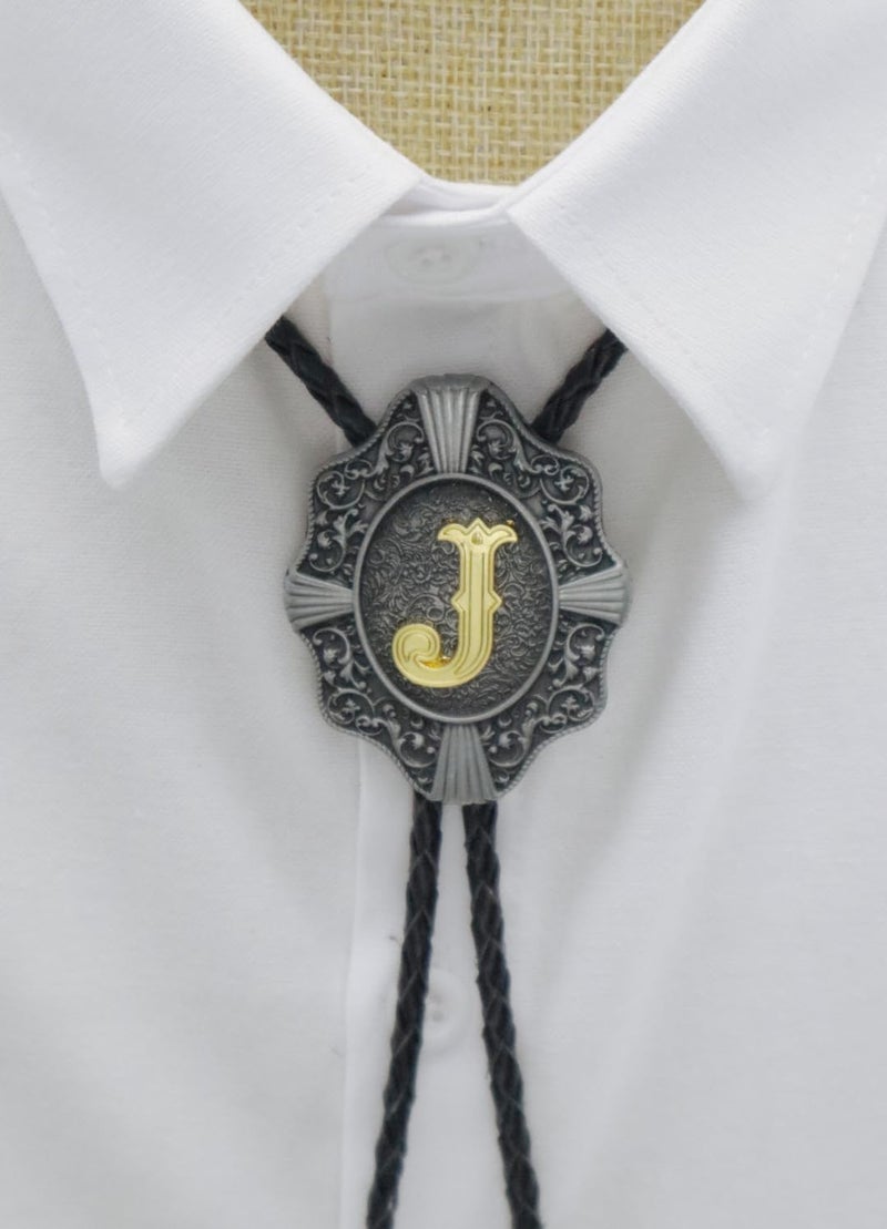KECOL Western Letter Bolo Tie Cowboy Aalphabet A to Z Neckties Necklace for Men Women - Image 3
